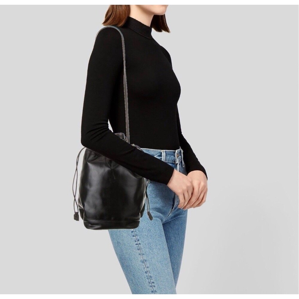 Paco Rabanne Bucket Bag Cinch Top Faux Leather Black Minimalist Quiet Luxury